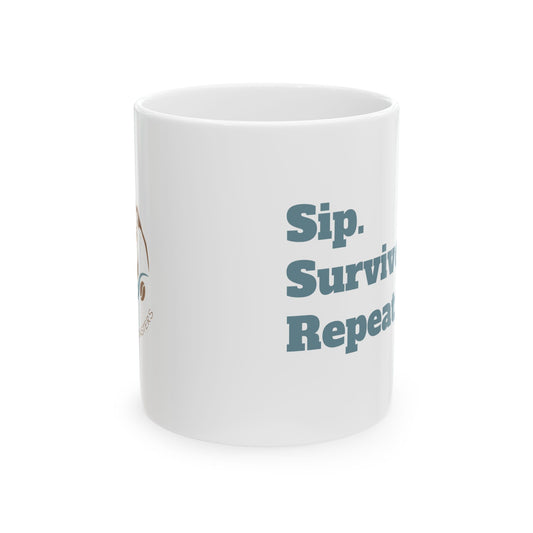 Coffee Mug - Sip Survive Repeat Ceramic Mug (11oz)